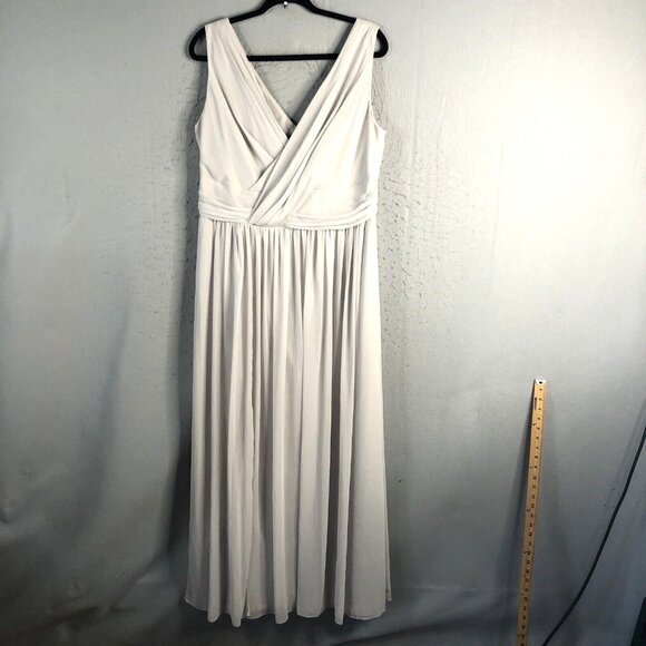 Vivian Diamond Formal Dress Womens 18 Gray Maxi Wedding Ruched Event Occasion - Picture 1 of 16